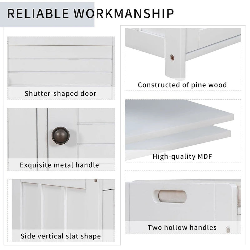 3-Door Upholstered Shoe Bench with Removable Cushion and Hidden Storage