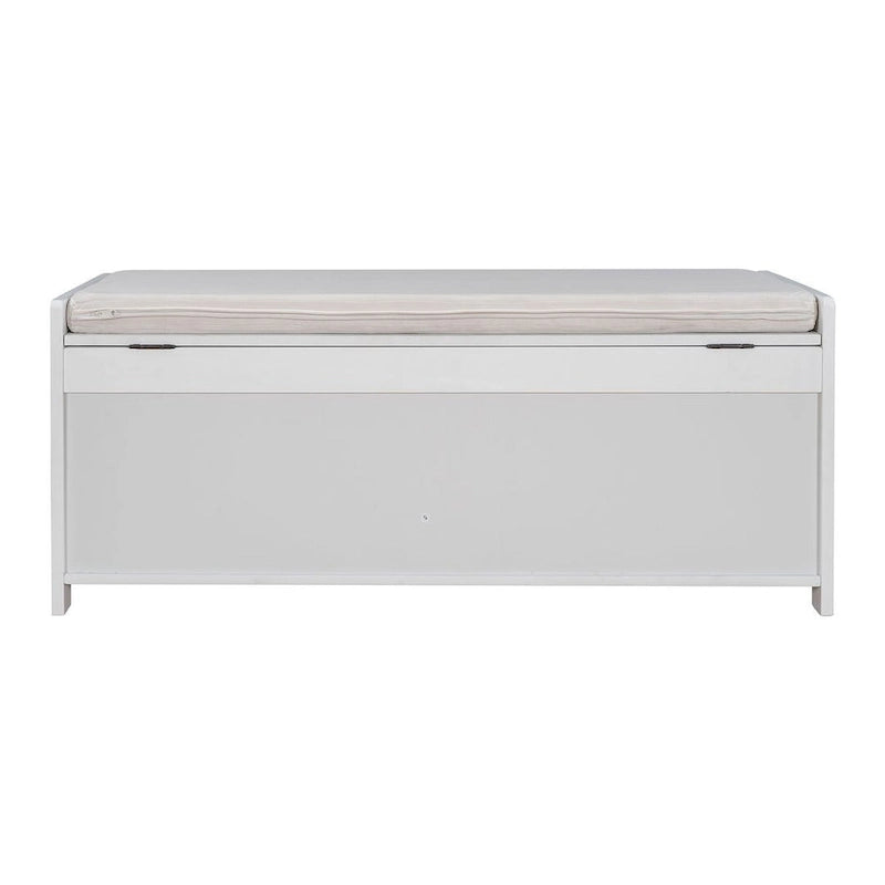3-Door Upholstered Shoe Bench with Removable Cushion and Hidden Storage