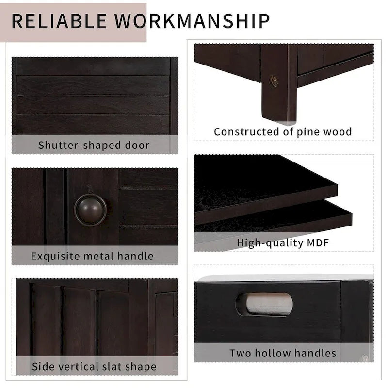 3-Door Upholstered Shoe Bench with Removable Cushion and Hidden Storage