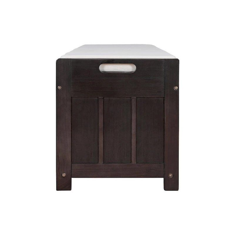 3-Door Upholstered Shoe Bench with Removable Cushion and Hidden Storage