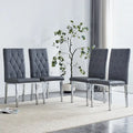 Armless Dining Chair with Grid Quilted Studded Backrest and Metal Legs