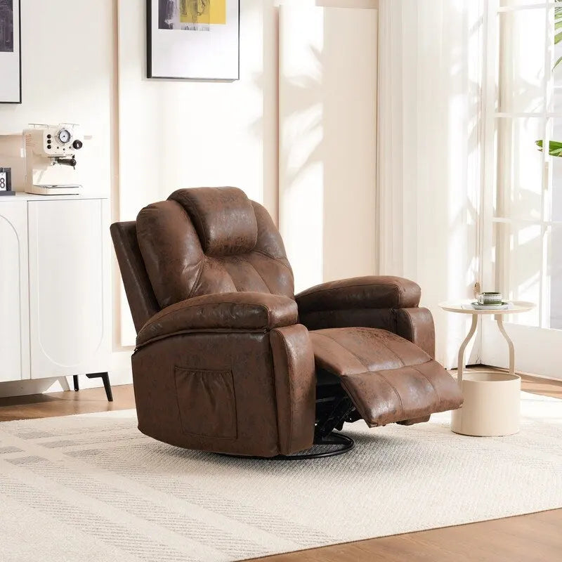 Fauteuil inclinable pivotant surdimensionné avec porte-gobelet et poche latérale