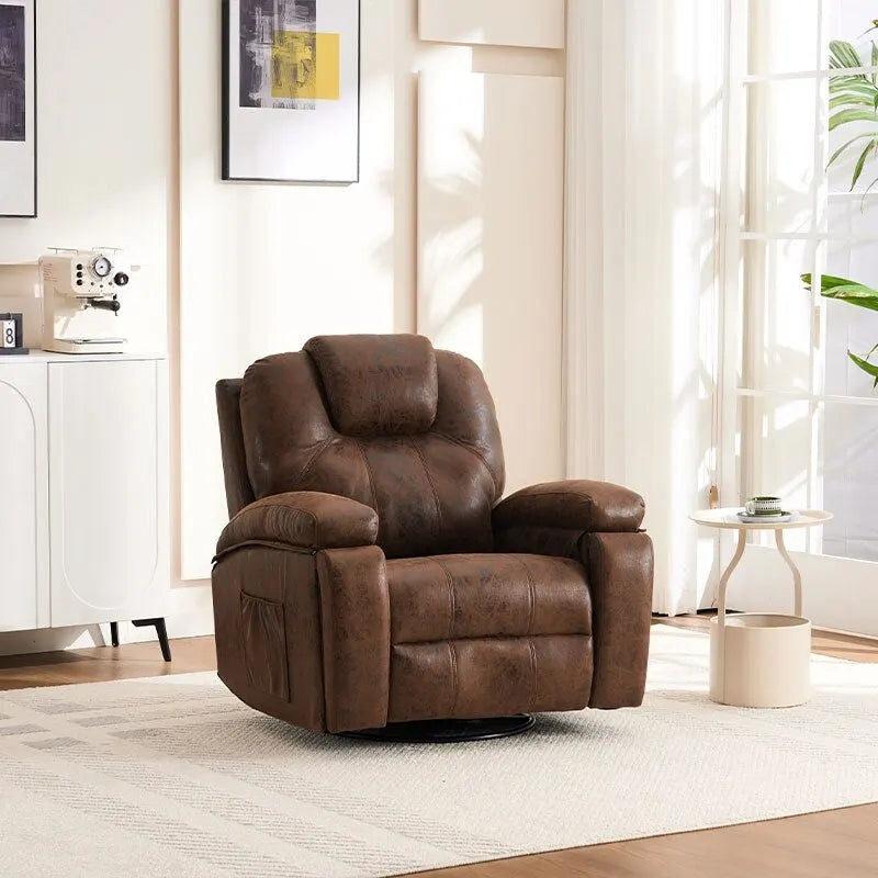 Fauteuil inclinable pivotant surdimensionné avec porte-gobelet et poche latérale