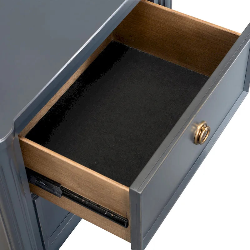 Solid Wood Nightstand with USB Ports