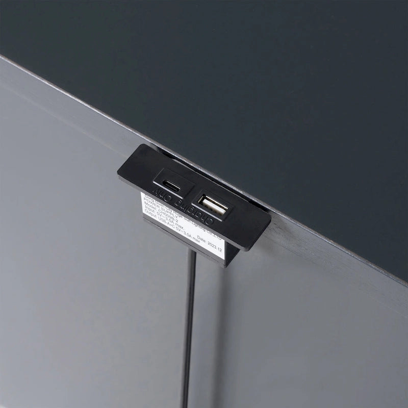 Solid Wood Nightstand with USB Ports
