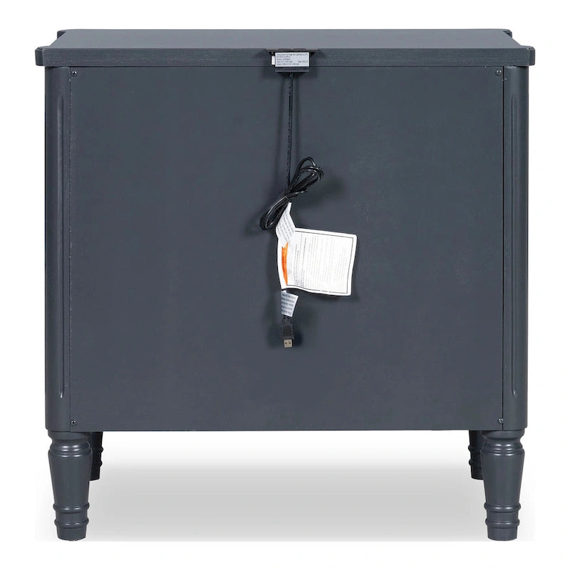 Solid Wood Nightstand with USB Ports