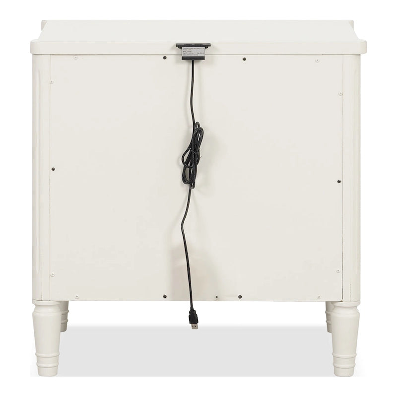 Solid Wood Nightstand with USB Ports