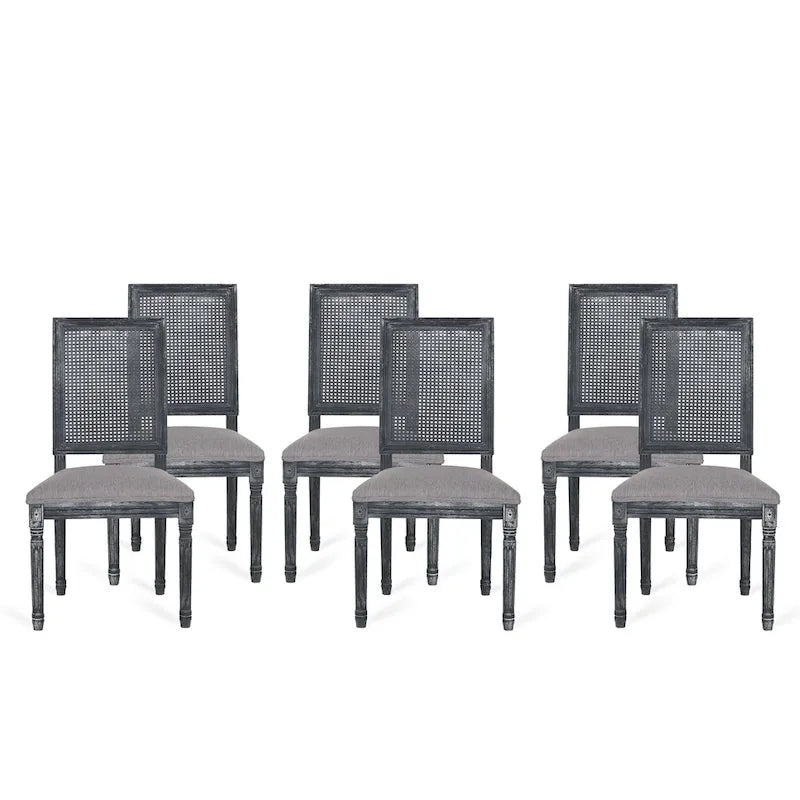 Wood and Cane Upholstered Dining Chair