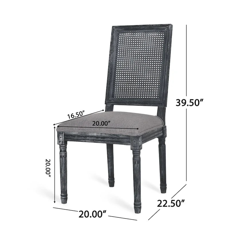 Wood and Cane Upholstered Dining Chair