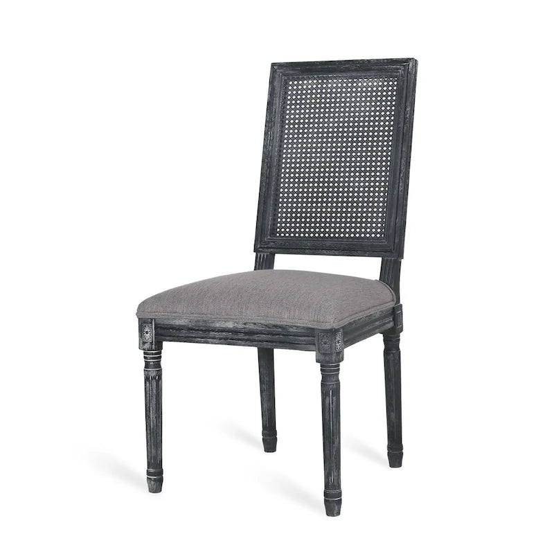 Wood and Cane Upholstered Dining Chair