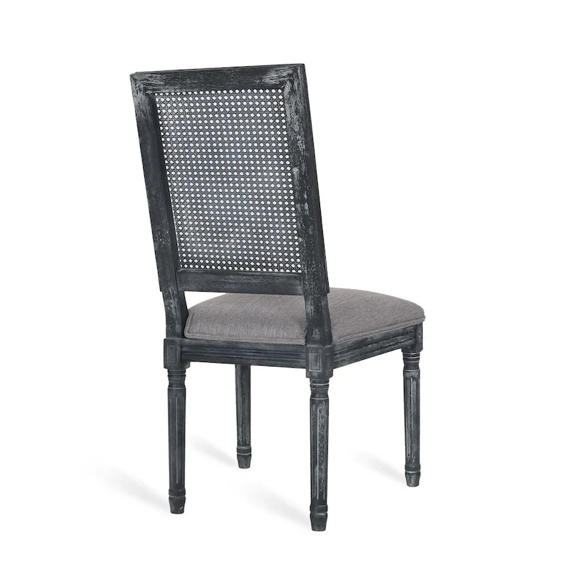 Wood and Cane Upholstered Dining Chair