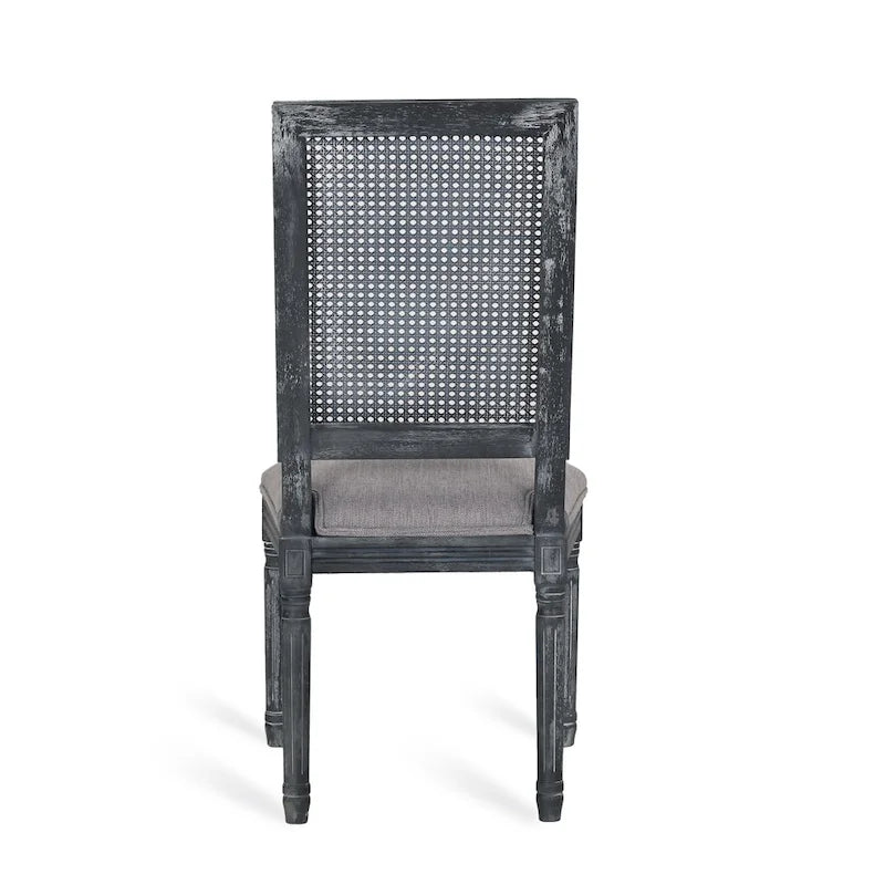 Wood and Cane Upholstered Dining Chair
