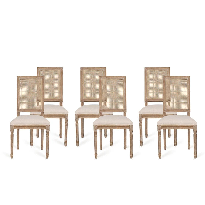 Wood and Cane Upholstered Dining Chair