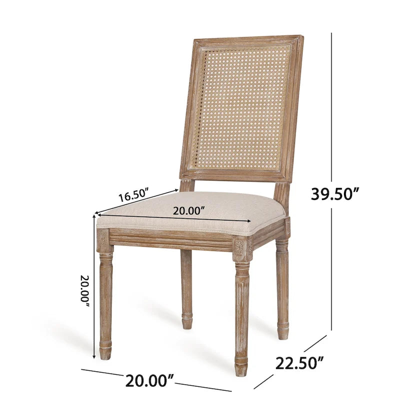 Wood and Cane Upholstered Dining Chair