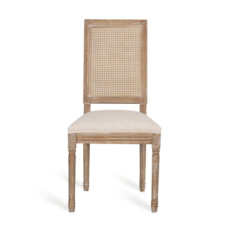 Wood and Cane Upholstered Dining Chair