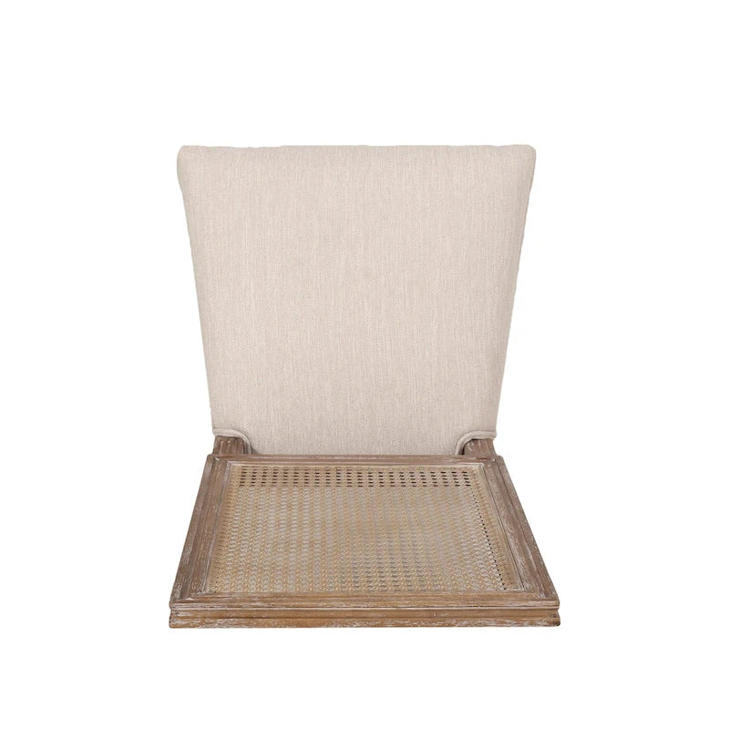 Wood and Cane Upholstered Dining Chair