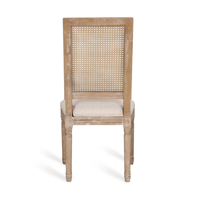 Wood and Cane Upholstered Dining Chair