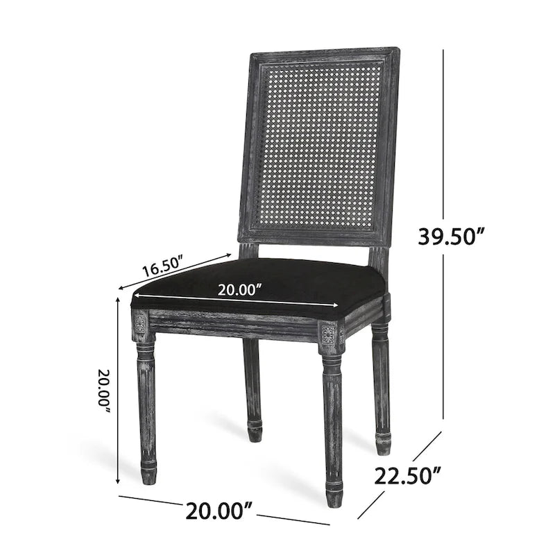 Wood and Cane Upholstered Dining Chair
