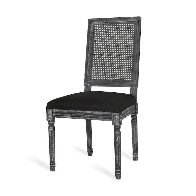Wood and Cane Upholstered Dining Chair