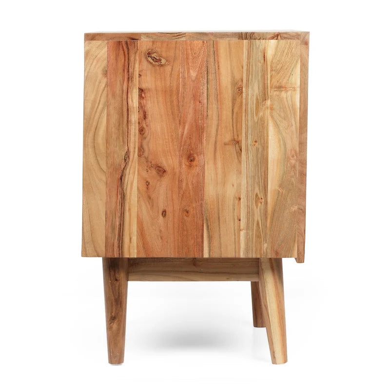 Table de chevet bohème artisanale en bois d’acacia