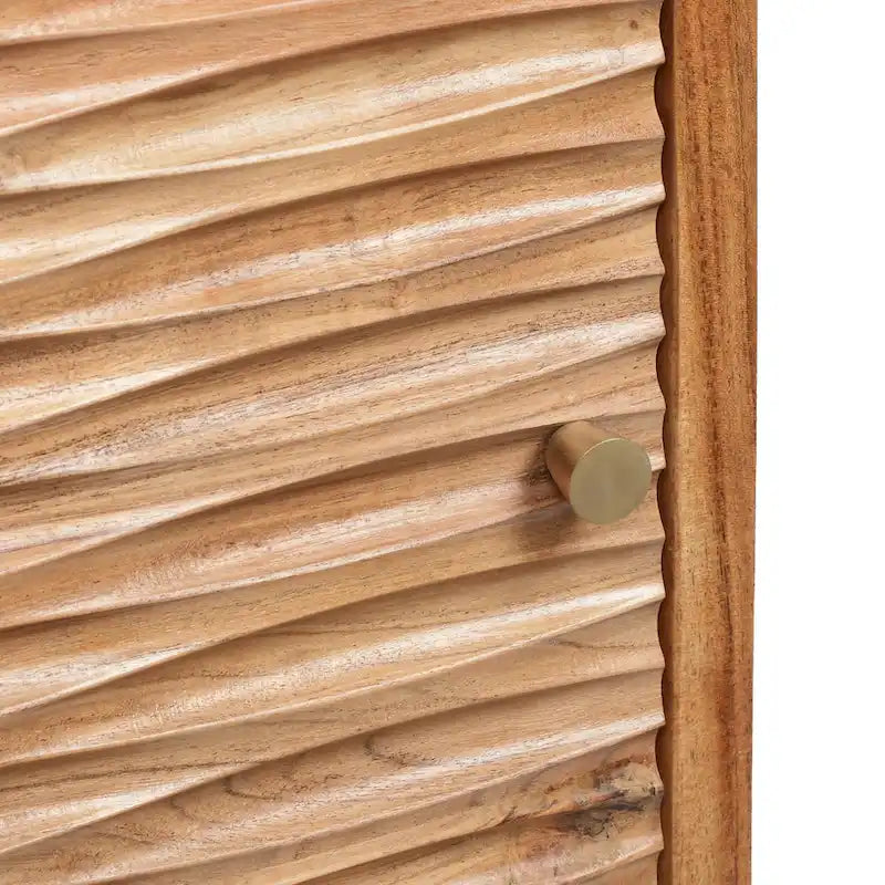 Table de chevet bohème artisanale en bois d’acacia