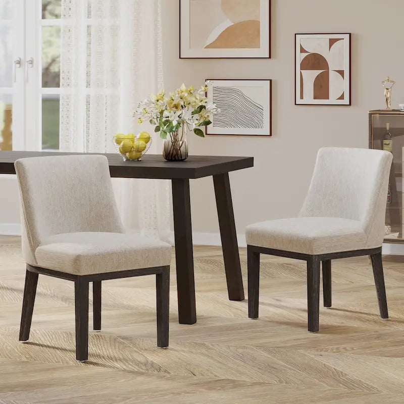 Fabric Upholstered Wood Dining Chair