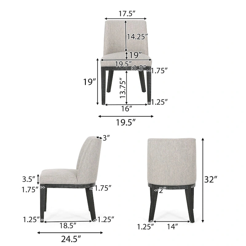 Fabric Upholstered Wood Dining Chair