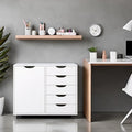 5-Drawer Wood Storage Cabinet with Wheels - Craft Organizer and Makeup Drawer Unit for Closet and Bedroom