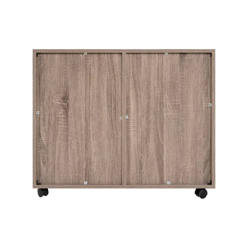 5-Drawer Wood Storage Cabinet with Wheels - Craft Organizer and Makeup Drawer Unit for Closet and Bedroom