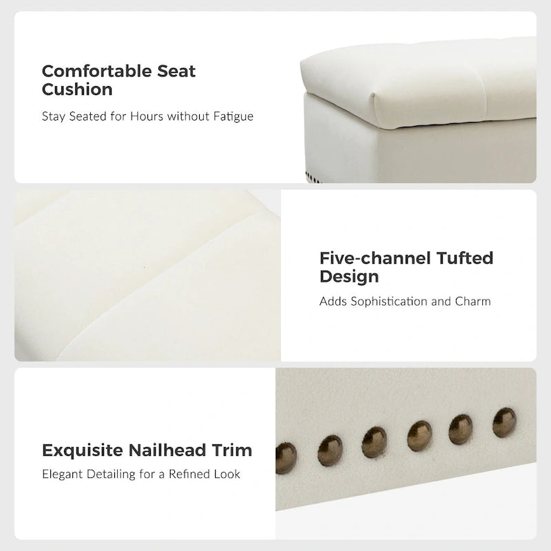 Contemporary Velvet Flip-Top Storage Bench