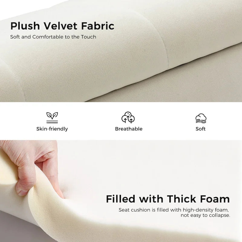 Contemporary Velvet Flip-Top Storage Bench