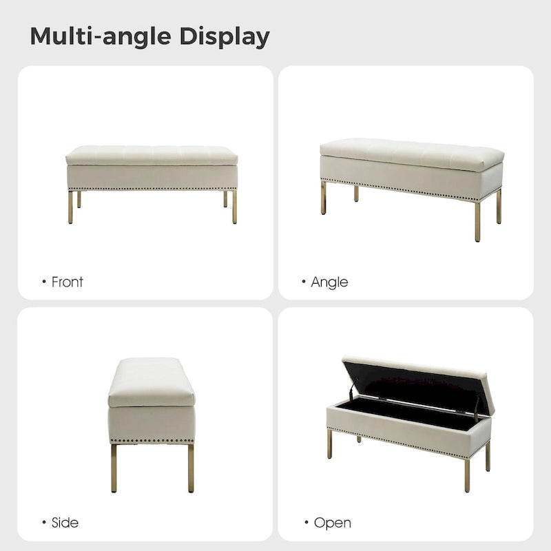 Contemporary Velvet Flip-Top Storage Bench