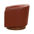Fauteuil pivotant en cuir pleine fleur avec base en bois