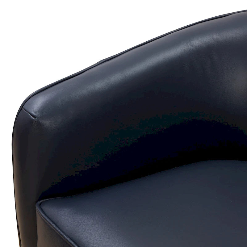 Fauteuil pivotant en cuir pleine fleur avec base en bois