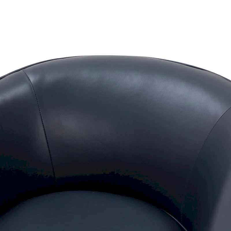 Fauteuil pivotant en cuir pleine fleur avec base en bois