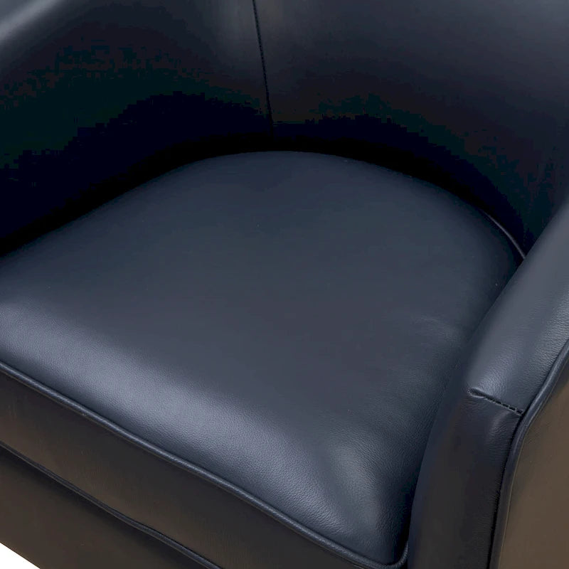 Fauteuil pivotant en cuir pleine fleur avec base en bois