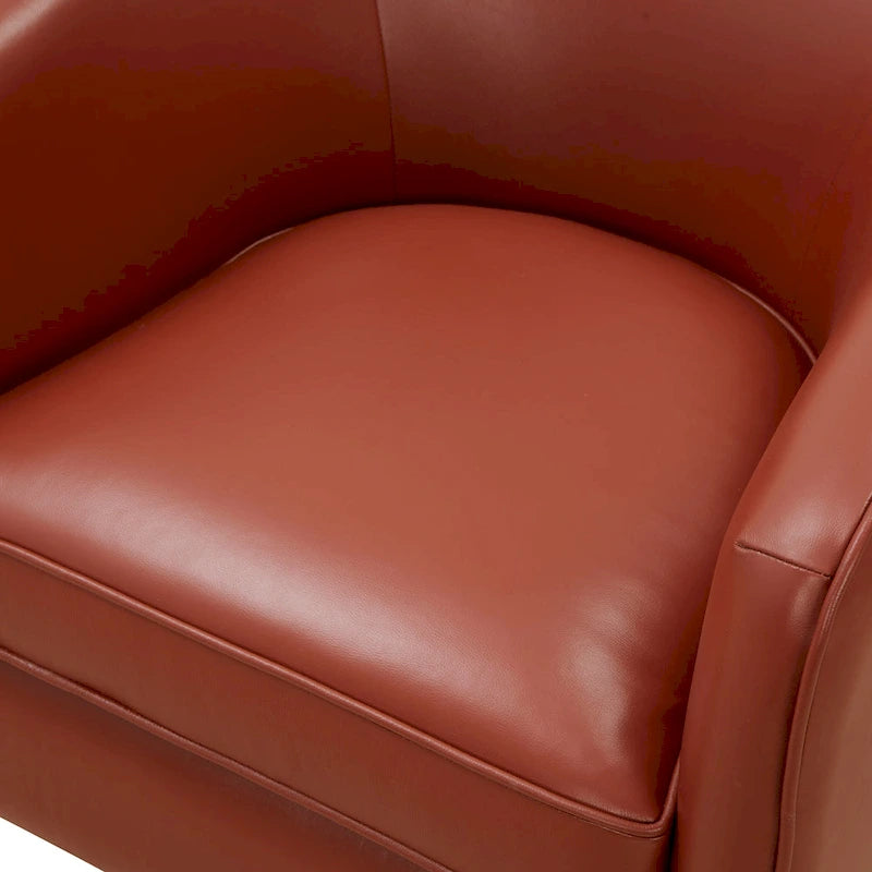 Fauteuil pivotant en cuir pleine fleur avec base en bois