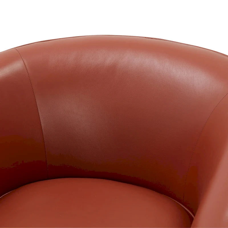 Fauteuil pivotant en cuir pleine fleur avec base en bois