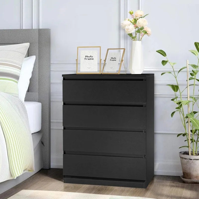 Commode en bois pour chambre à 4 tiroirs