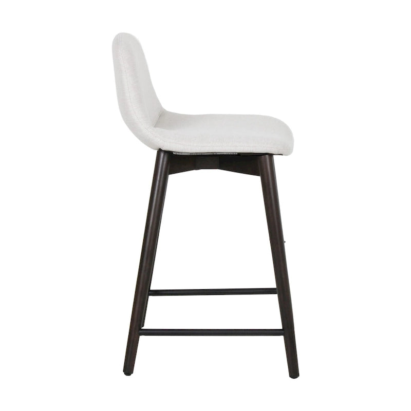 Upholstered Solid Wood Counter Stool With Footrest