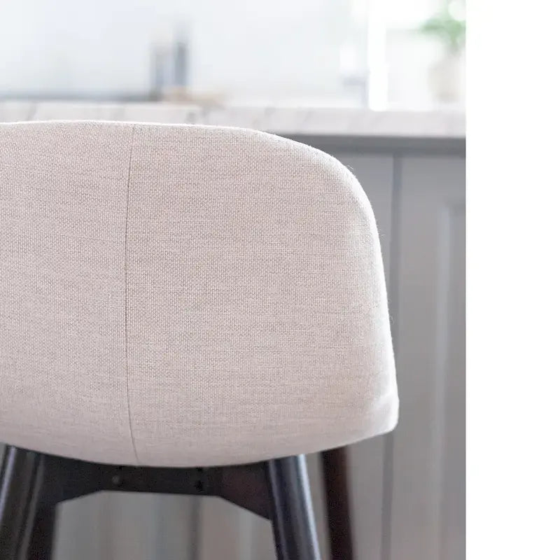 Upholstered Solid Wood Counter Stool With Footrest