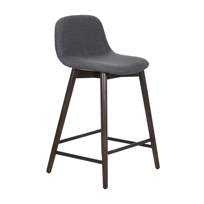 Upholstered Solid Wood Counter Stool With Footrest