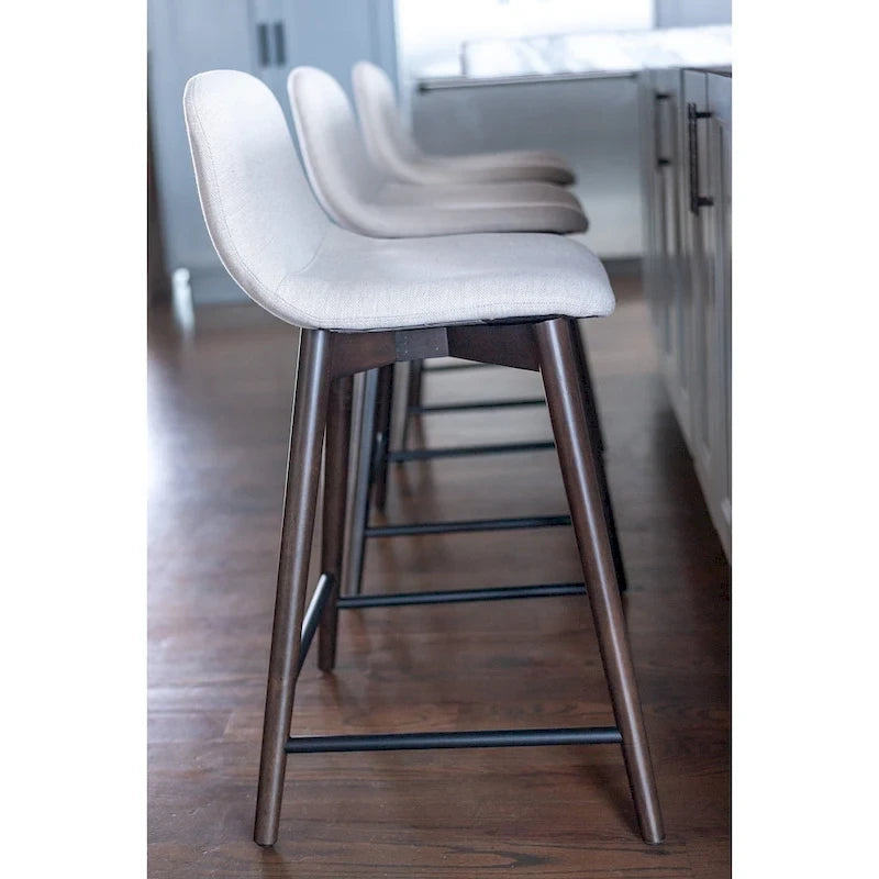 Upholstered Solid Wood Counter Stool With Footrest