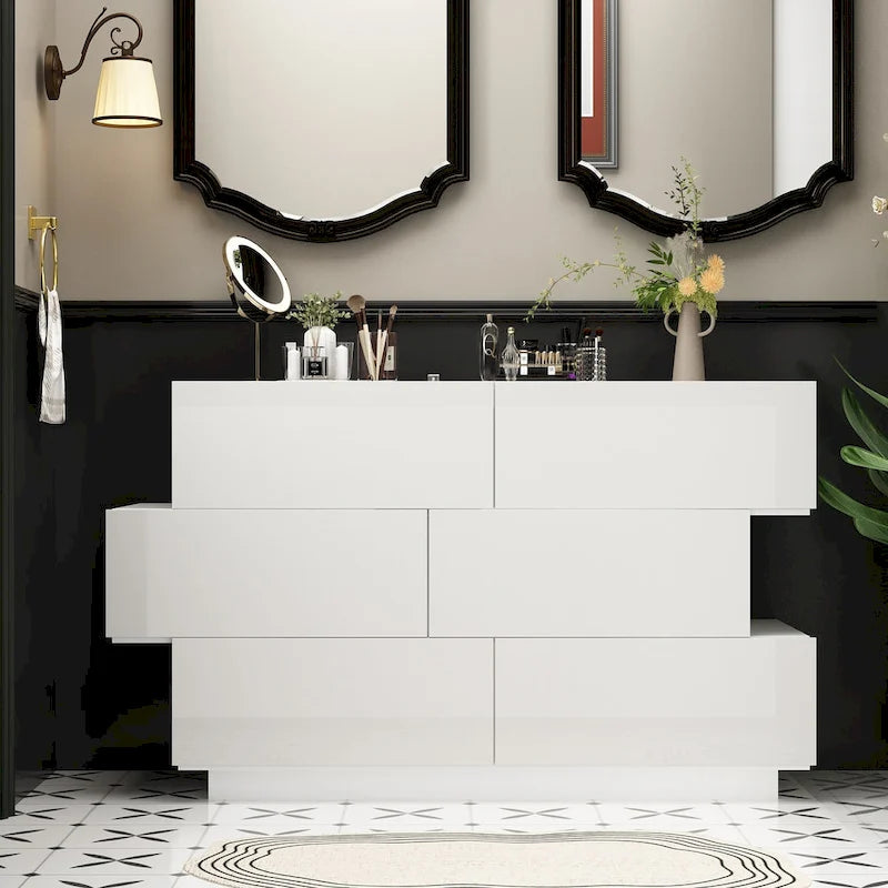 6-Drawer Dresser with High Gloss Finish