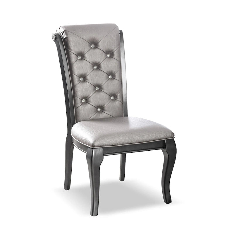 Glam Grey Faux Leather Dining Chair