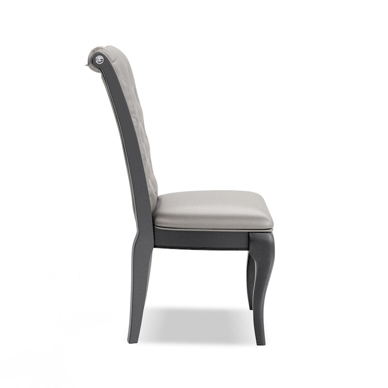 Glam Grey Faux Leather Dining Chair