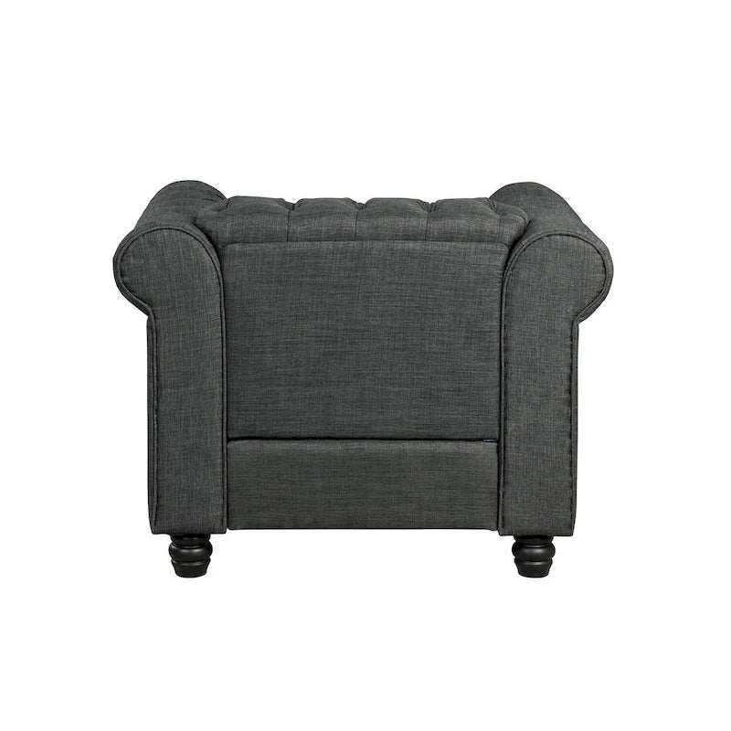 Tufted Upholstered Accent Armchair with Nailhead and Solid Wood Legs