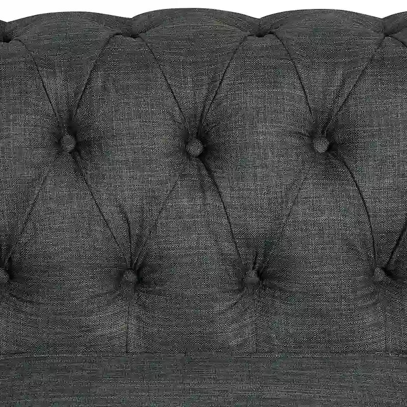 Tufted Upholstered Accent Armchair with Nailhead and Solid Wood Legs