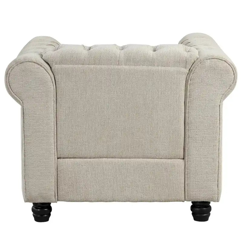 Tufted Upholstered Accent Armchair with Nailhead and Solid Wood Legs