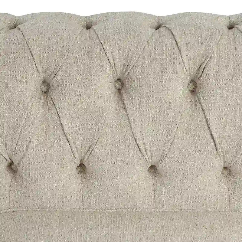 Tufted Upholstered Accent Armchair with Nailhead and Solid Wood Legs